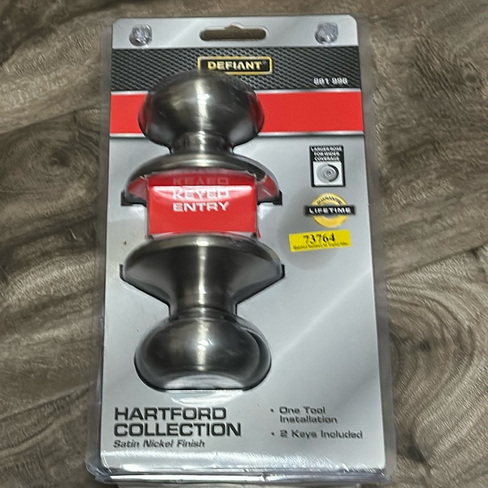 Defiant Keyed Entry Hartford Collection Satin Nickel Finish 2 Keys Door Lock.